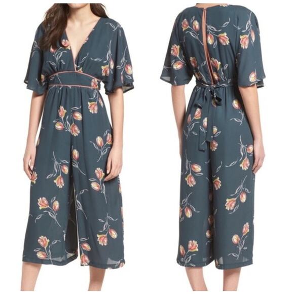 June & Hudson Floral Wide-Leg Romper • Medium • Boho Wrap Style - Picture 9 of 9